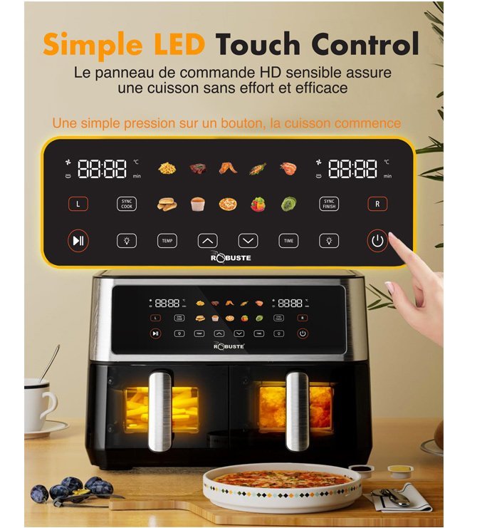 Airfryer 10 Litres 2850W Tactile Avec Fenêtre Robuste AF10 – Image 9