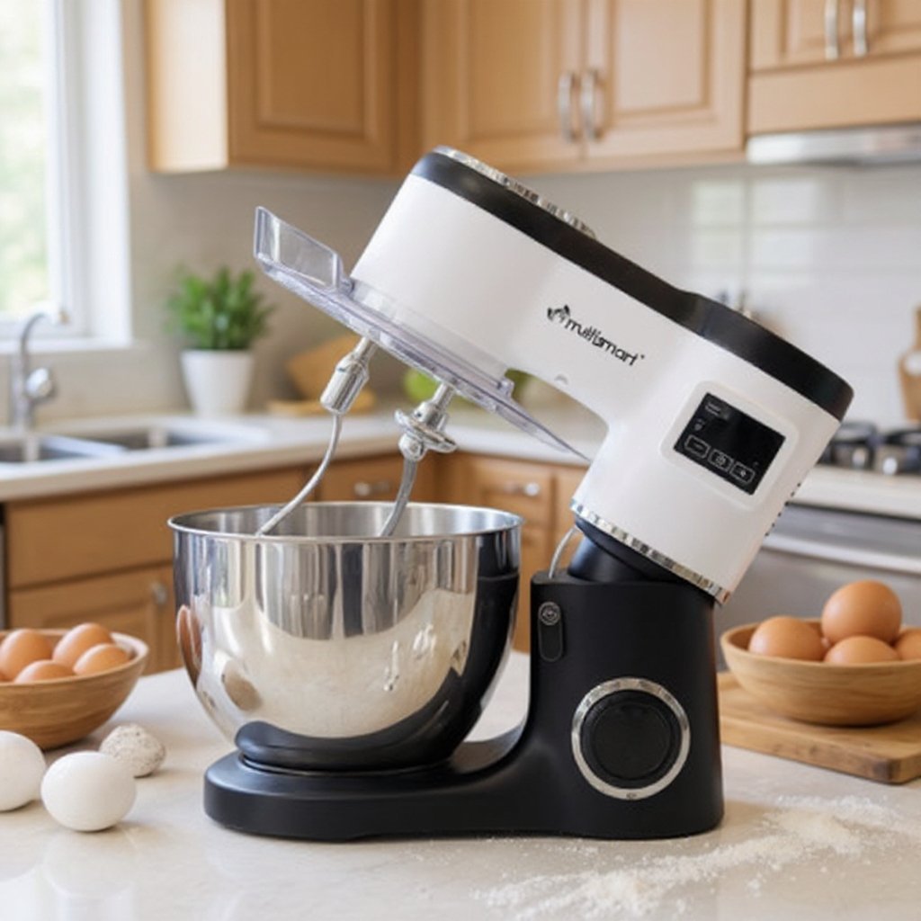 Pétrin Double Crochet Multismart 8L 1500W avec 4 Accessoires et afficheur LCD– Noir/Blanc MS-SM2408 – Image 5