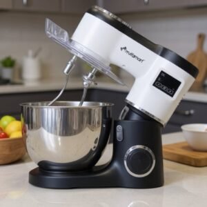 Pétrin Double Crochet Multismart 8L 1500W avec 4 Accessoires et afficheur LCD– Noir/Blanc MS-SM2408