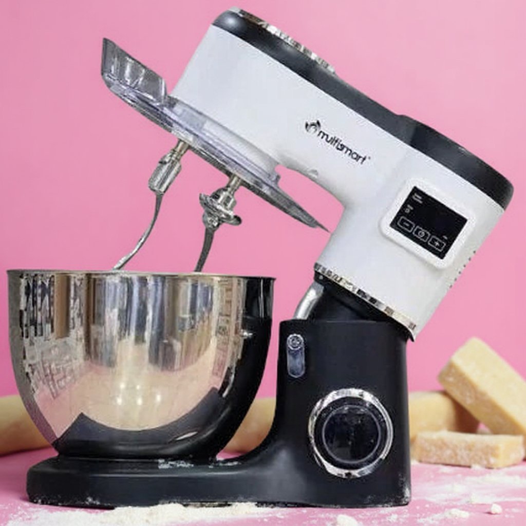 Pétrin Double Crochet Multismart 8L 1500W avec 4 Accessoires et afficheur LCD– Noir/Blanc MS-SM2408 – Image 2