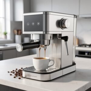 Cafetière expresso INOX 3 en1 20Bar 1450W  '' Poudre + Capsules + Cappuccino'' Multismart MS-CF1313