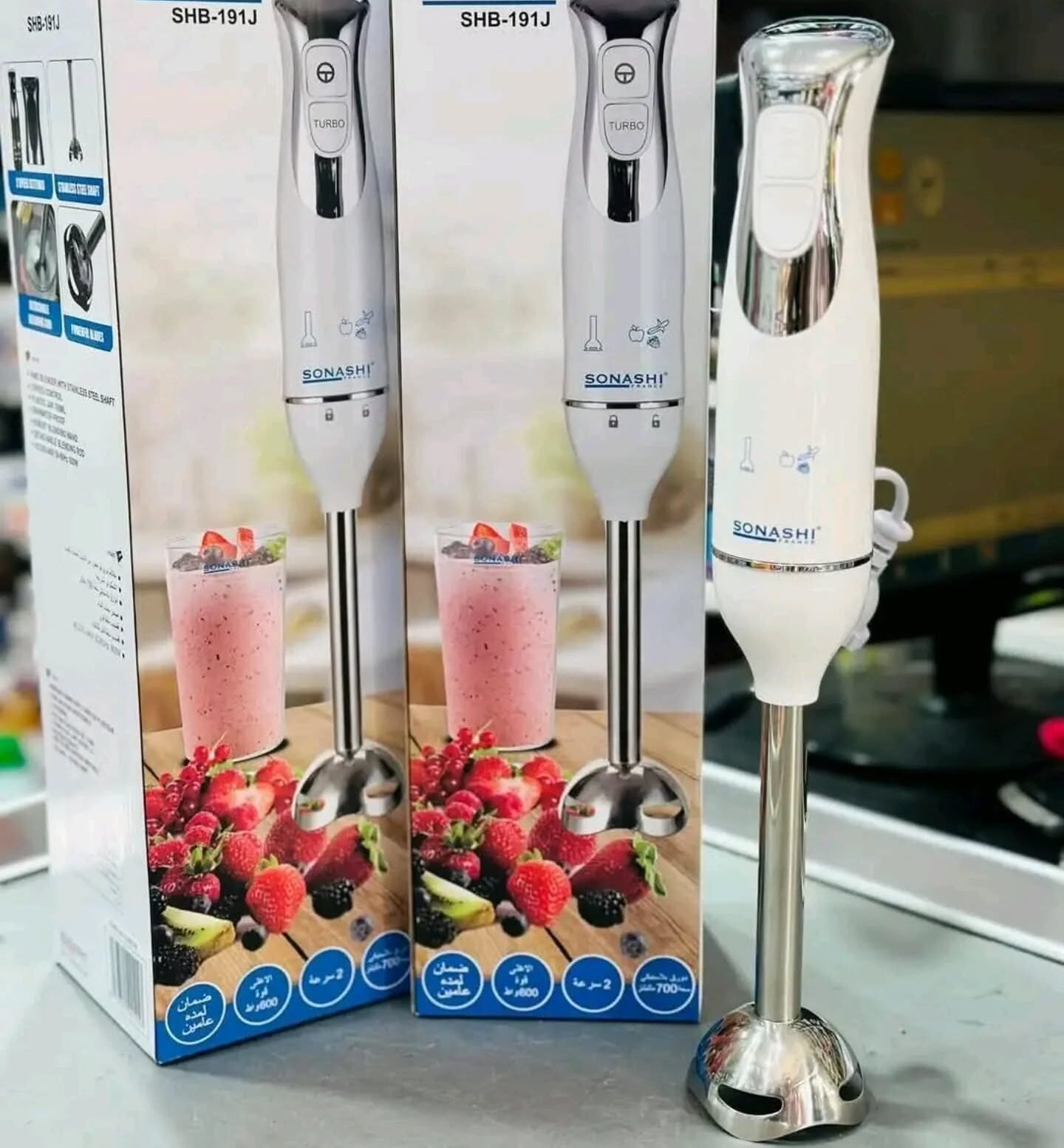 MIXEUR inox 600W Sonashi SHB-191J Blanc