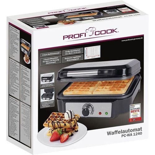 Gaufrier Électrique inox Avec 2 Gaufres 1000 Watts Proficook PC WA 1240 Gris – Image 6