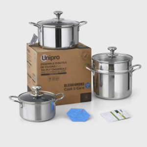 Ensemble 03 marmites +couscoussier - tous feux induction 18+22+24 cm Unipro Original