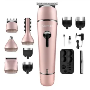 Tondeuse Cheveux Sans Fil Multifonction 10 en 1 Kemei KM-1015 Rose