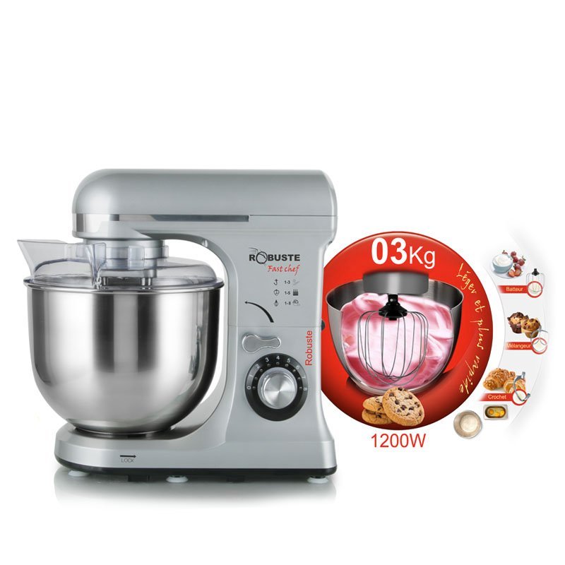 Pétrin 07L 03KG 1300W 08Vitesses Robuste Fast Gris – Image 2