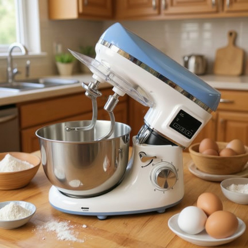 Pétrin Double Crochet Multismart 6.2L 1500W 3Kg avec 04 Accessoires et afficheur LCD Bleu/Blanc MultiSmart MS-SM2206 – Image 2