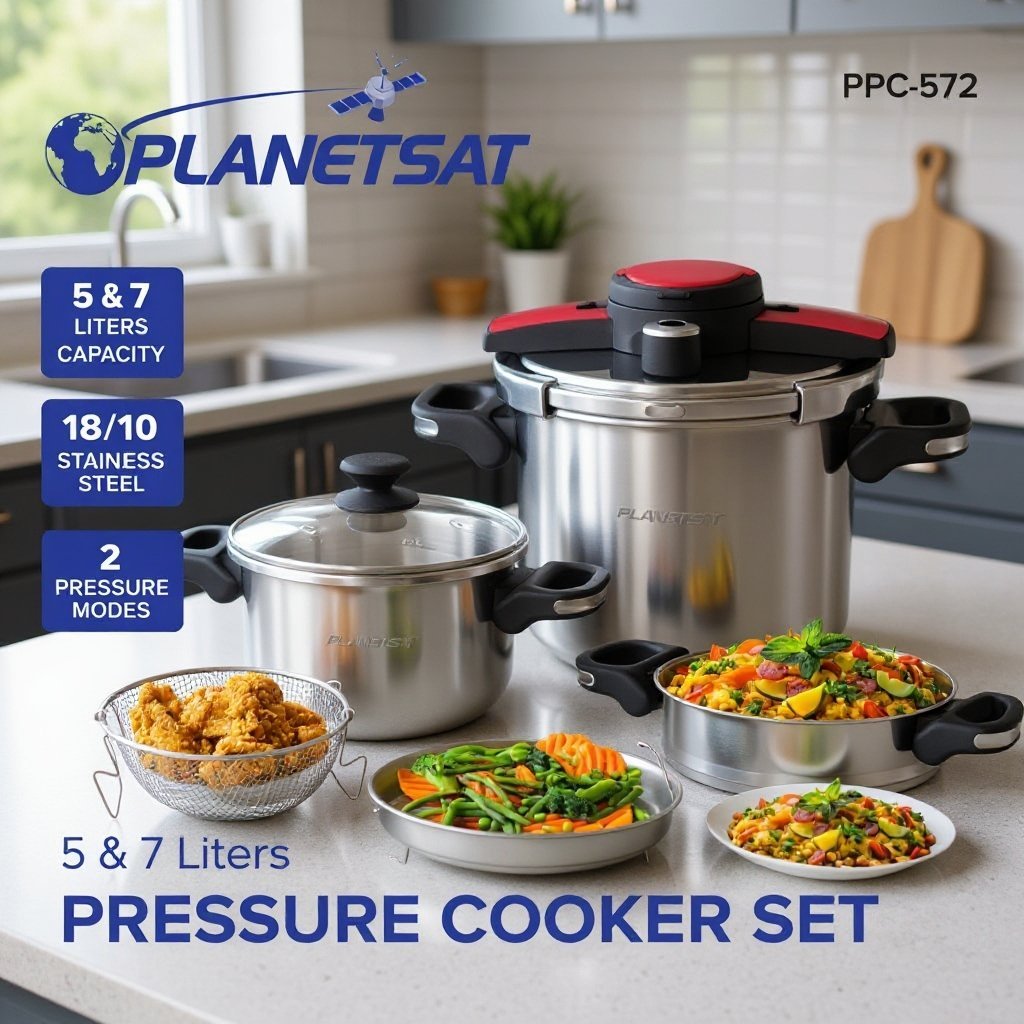 Cocotte 7 pcs 5+7L En inox 18/10 PlanetSat PPC-572